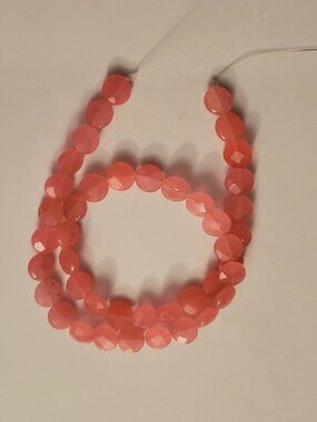 Pink Flat Round Faceted Beads Strand of Beads Crafting 15"